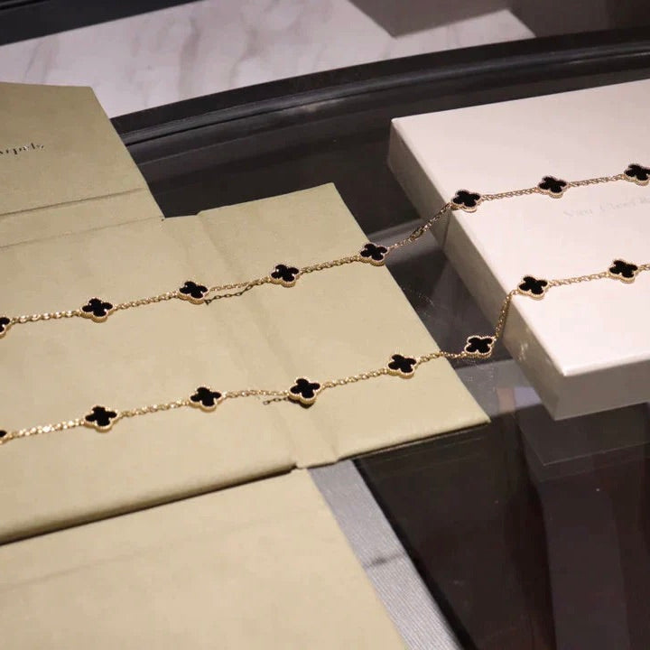 [Royal Top]CLOVER 20 MOTIFS ONYX NECKLACE