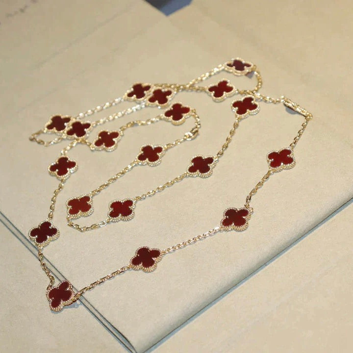 [Royal Top]CLOVER 20 MOTIFS CARNELIAN NECKLACE