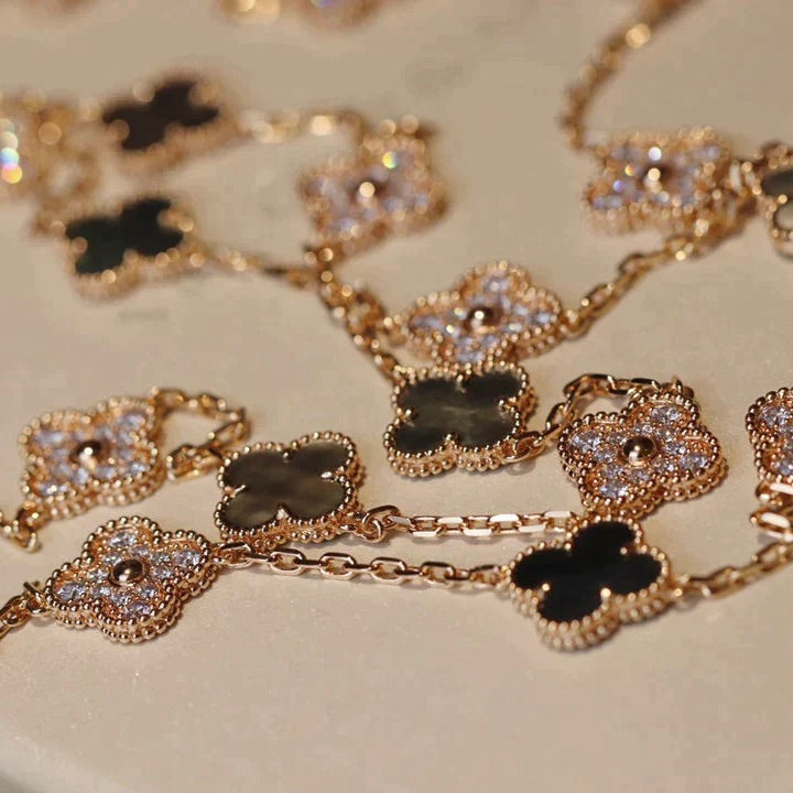[Royal Top]CLOVER 20 MOTIFS DARK MOP DIAMOND  NECKLACE