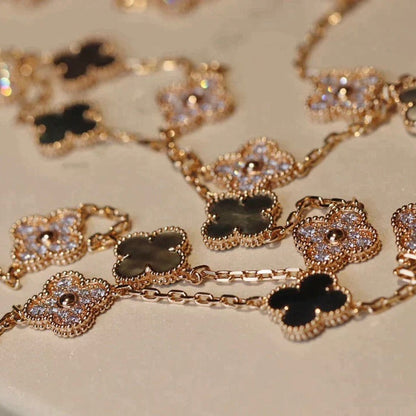 [Royal Top]CLOVER 20 MOTIFS DARK MOP DIAMOND  NECKLACE