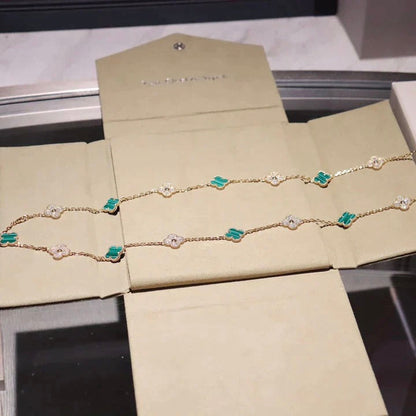 [Royal Top]CLOVER 20 MOTIFS MALACHITE DIAMOND NECKLACE