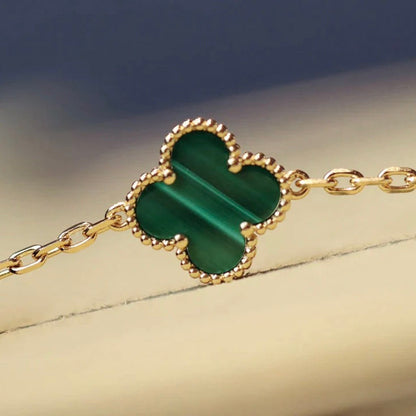 [Royal Top]CLOVER 20 MOTIFS MALACHITE DIAMOND NECKLACE