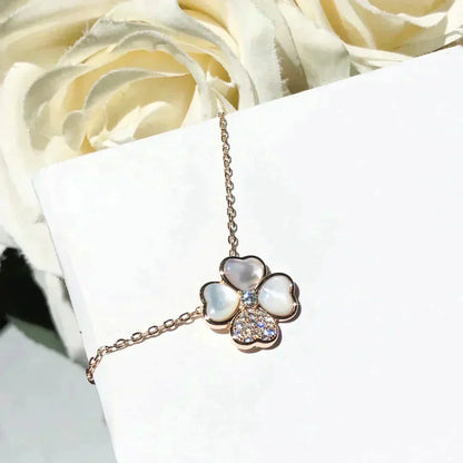 [Royal Top]CLOVER MOP DIAMOND ROSE GOLD NECKLACE