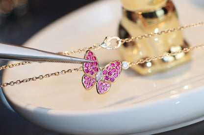 [Royal Top]BUTTERFLY RED DIAMOND ROSE GOLD NECKLACE
