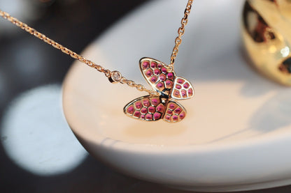 [Royal Top]BUTTERFLY RED DIAMOND ROSE GOLD NECKLACE