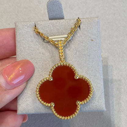 [Royal Top]CLOVER 25MM NECKLACE GOLD CARNELIAN