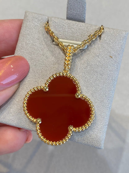 [Royal Top]CLOVER 25MM NECKLACE GOLD CARNELIAN