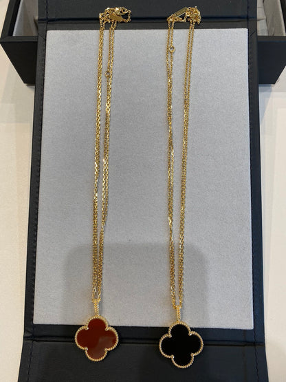 [Royal Top]CLOVER 25MM NECKLACE GOLD CARNELIAN