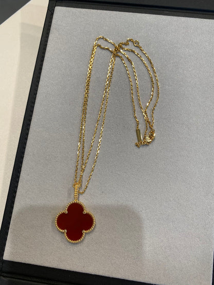 [Royal Top]CLOVER 25MM NECKLACE GOLD CARNELIAN