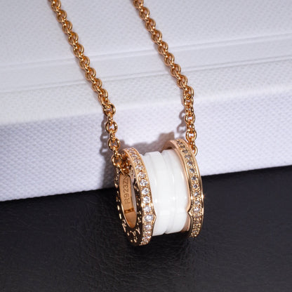 [Royal Top]ZERO 1 WHITE CERAMIC PINK GOLD DIAMOND NECKLACE