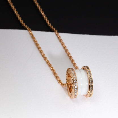 [Royal Top]ZERO 1 WHITE CERAMIC PINK GOLD DIAMOND NECKLACE