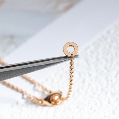 [Royal Top]ZERO 1 WHITE CERAMIC PINK GOLD DIAMOND NECKLACE
