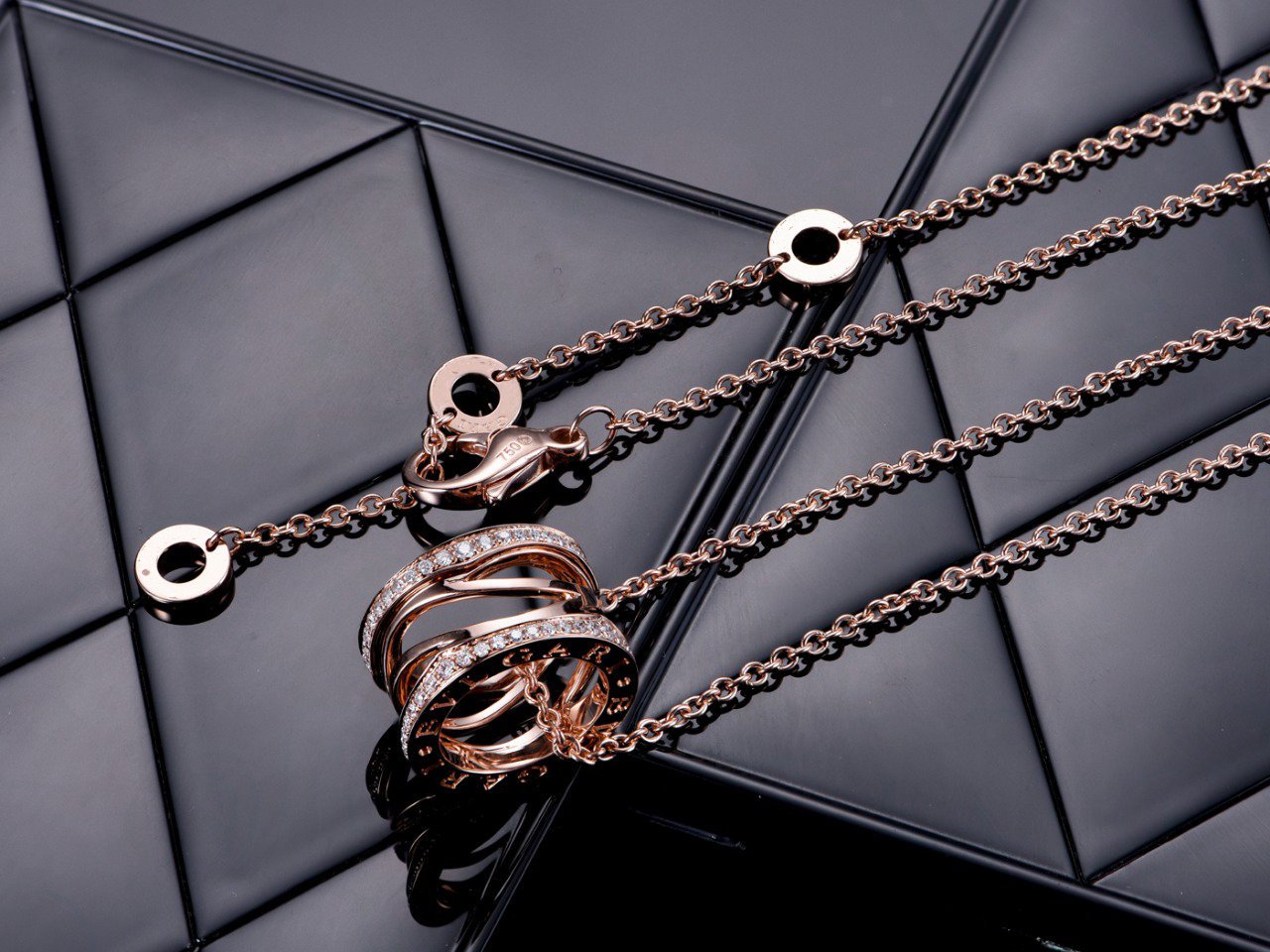 [Royal Top]ZERO 1 PINK GOLD DIAMOND OPEN NECKLACE