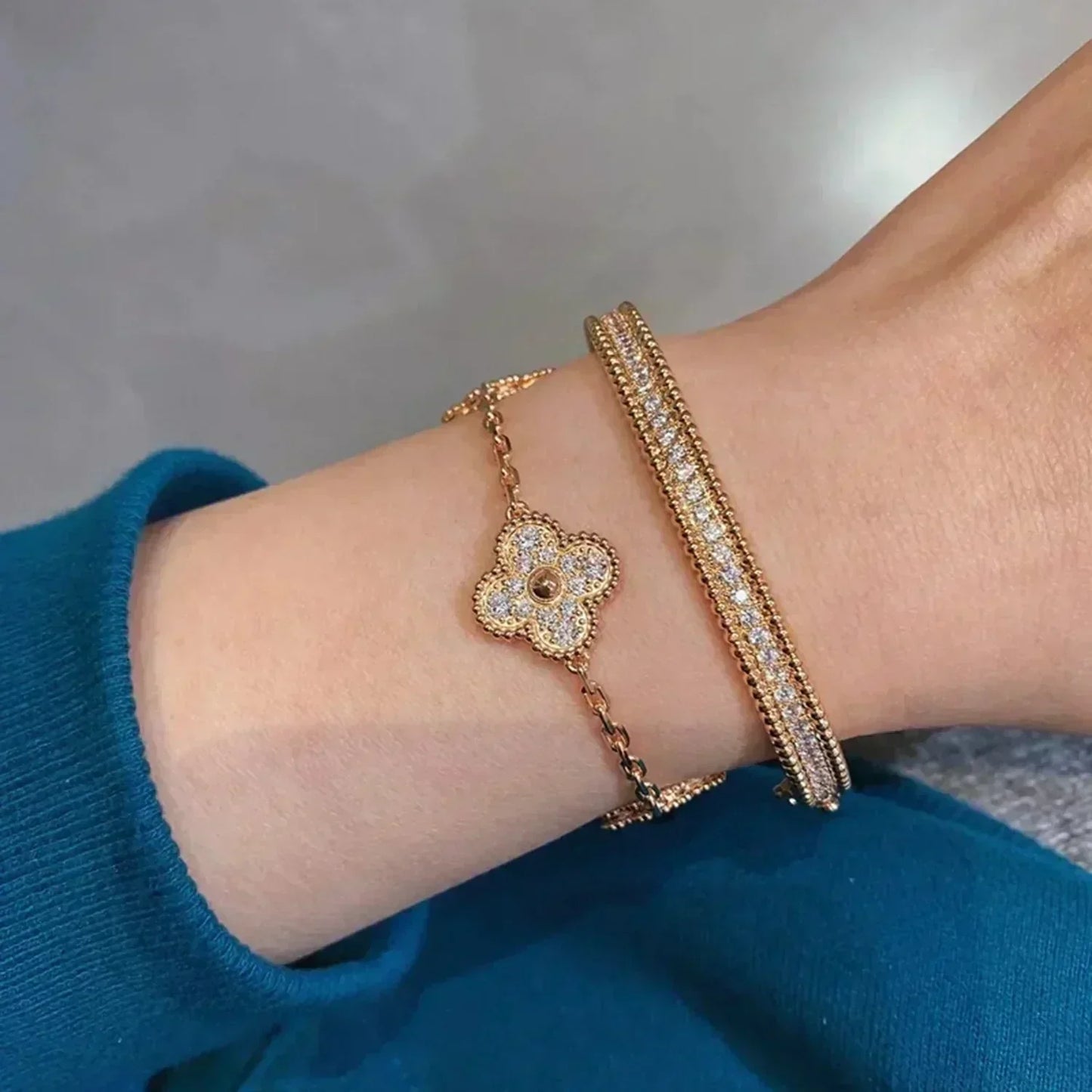[Royal Top] CLOVER 5 MOTIF FULL DIAMOND BRACELET COLLECTION