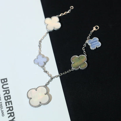 [Royal Top]CLOVER BRACELET 5 MOTIFS MOP CHALCEDONY SILVER