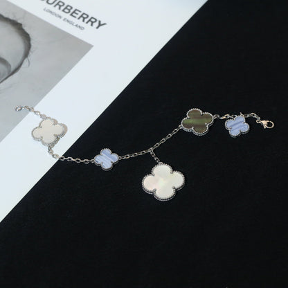 [Royal Top]CLOVER BRACELET 5 MOTIFS MOP CHALCEDONY SILVER