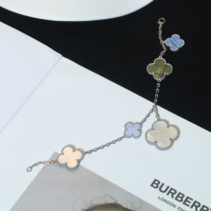 [Royal Top]CLOVER BRACELET 5 MOTIFS MOP CHALCEDONY SILVER