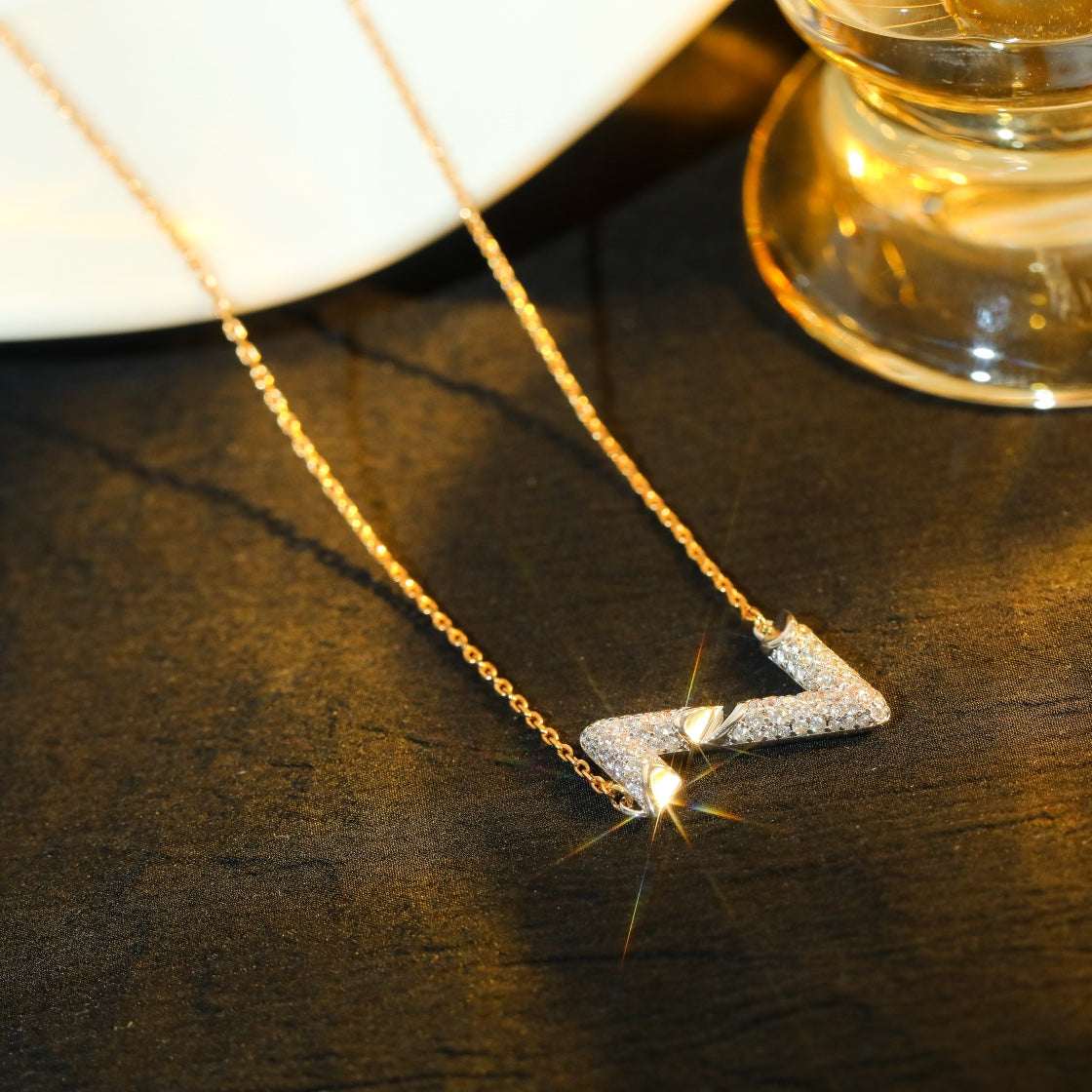 [Royal Top]VOLT SILVER DIAMOND PEDANT NECKLACE
