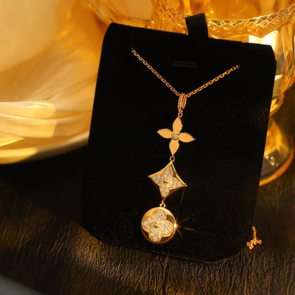 [Royal Top]STAR AND SUN DIAMOND PINK GOLD NECKLACE