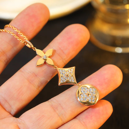 [Royal Top]STAR AND SUN DIAMOND PINK GOLD NECKLACE