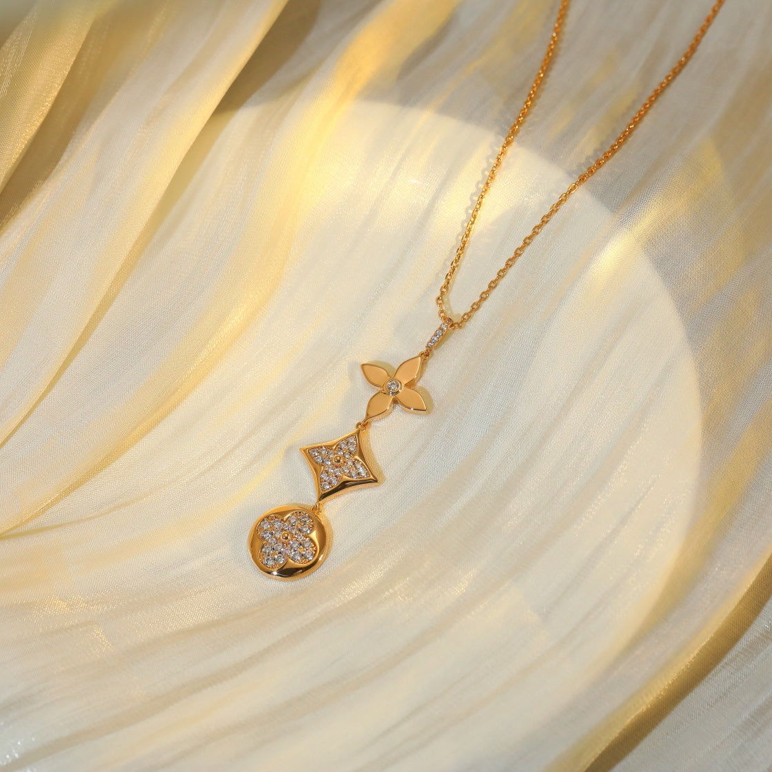[Royal Top]STAR AND SUN DIAMOND PINK GOLD NECKLACE