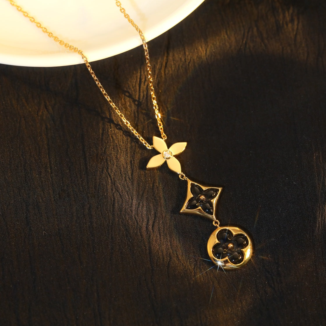 [Royal Top]STAR AND SUN ONYX PINK GOLD NECKLACE