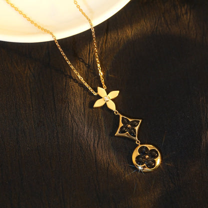 [Royal Top]STAR AND SUN ONYX PINK GOLD NECKLACE