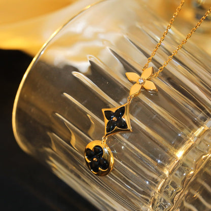[Royal Top]STAR AND SUN ONYX PINK GOLD NECKLACE