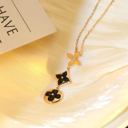 [Royal Top]STAR AND SUN ONYX PINK GOLD NECKLACE