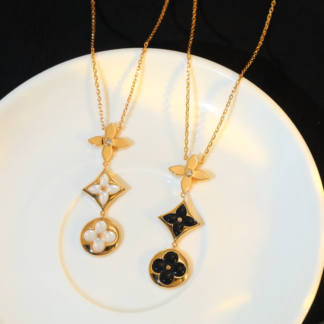 [Royal Top]STAR AND SUN ONYX PINK GOLD NECKLACE