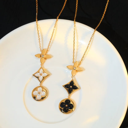 [Royal Top]STAR AND SUN ONYX PINK GOLD NECKLACE