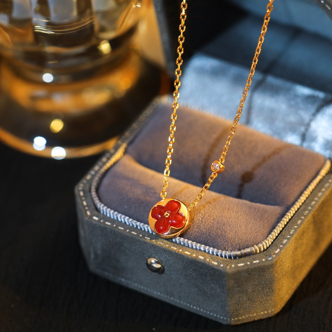 [Royal Top]SUN PEDANT PINK GOLD 1 DIAMOND NECKLACE