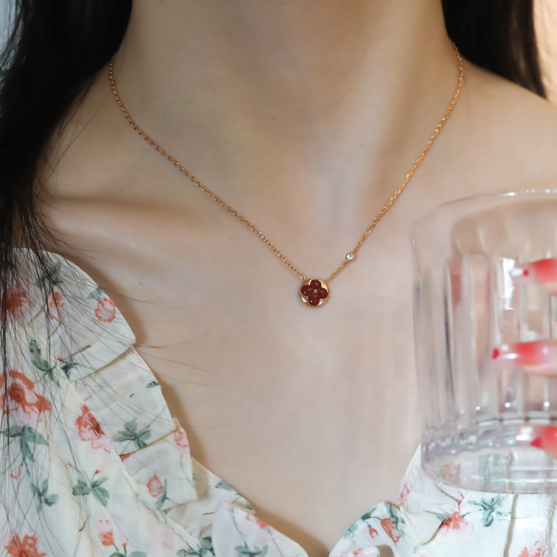 [Royal Top]SUN PEDANT PINK GOLD 1 DIAMOND NECKLACE