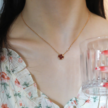 [Royal Top]SUN PEDANT PINK GOLD 1 DIAMOND NECKLACE