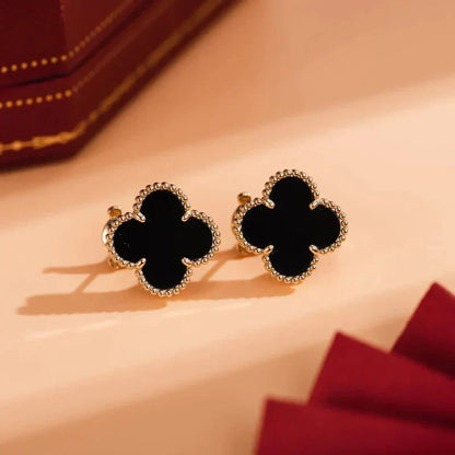 [Royal Top]CLOVER MEDIUM 1 MOTIFS  ONYX STUD EARRINGS