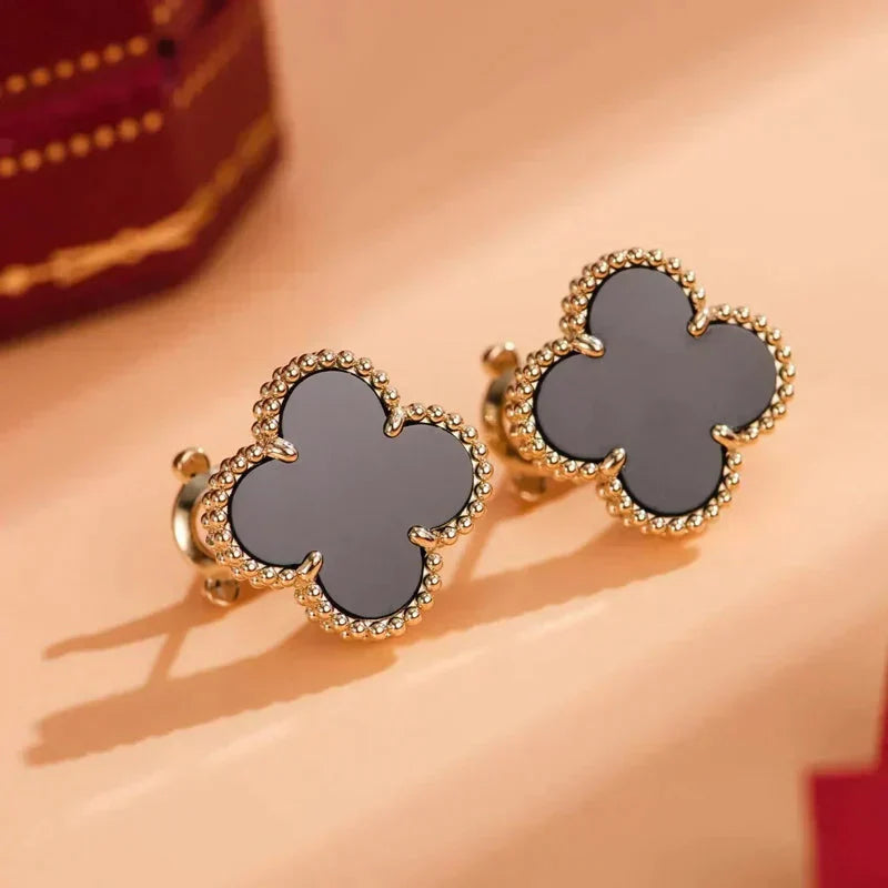 [Royal Top]CLOVER MEDIUM 1 MOTIFS  ONYX STUD EARRINGS