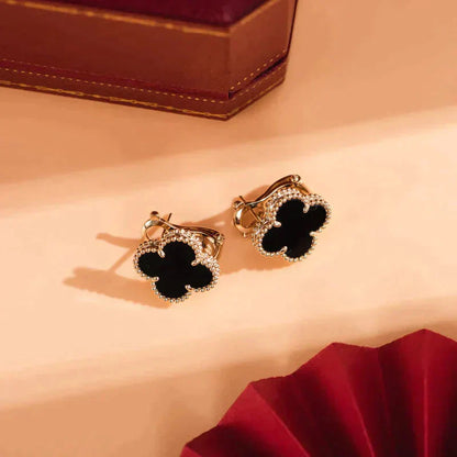 [Royal Top]CLOVER MEDIUM 1 MOTIFS  ONYX STUD EARRINGS