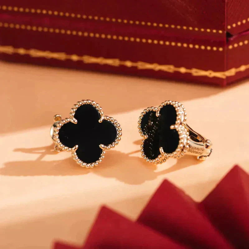 [Royal Top]CLOVER MEDIUM 1 MOTIFS  ONYX STUD EARRINGS