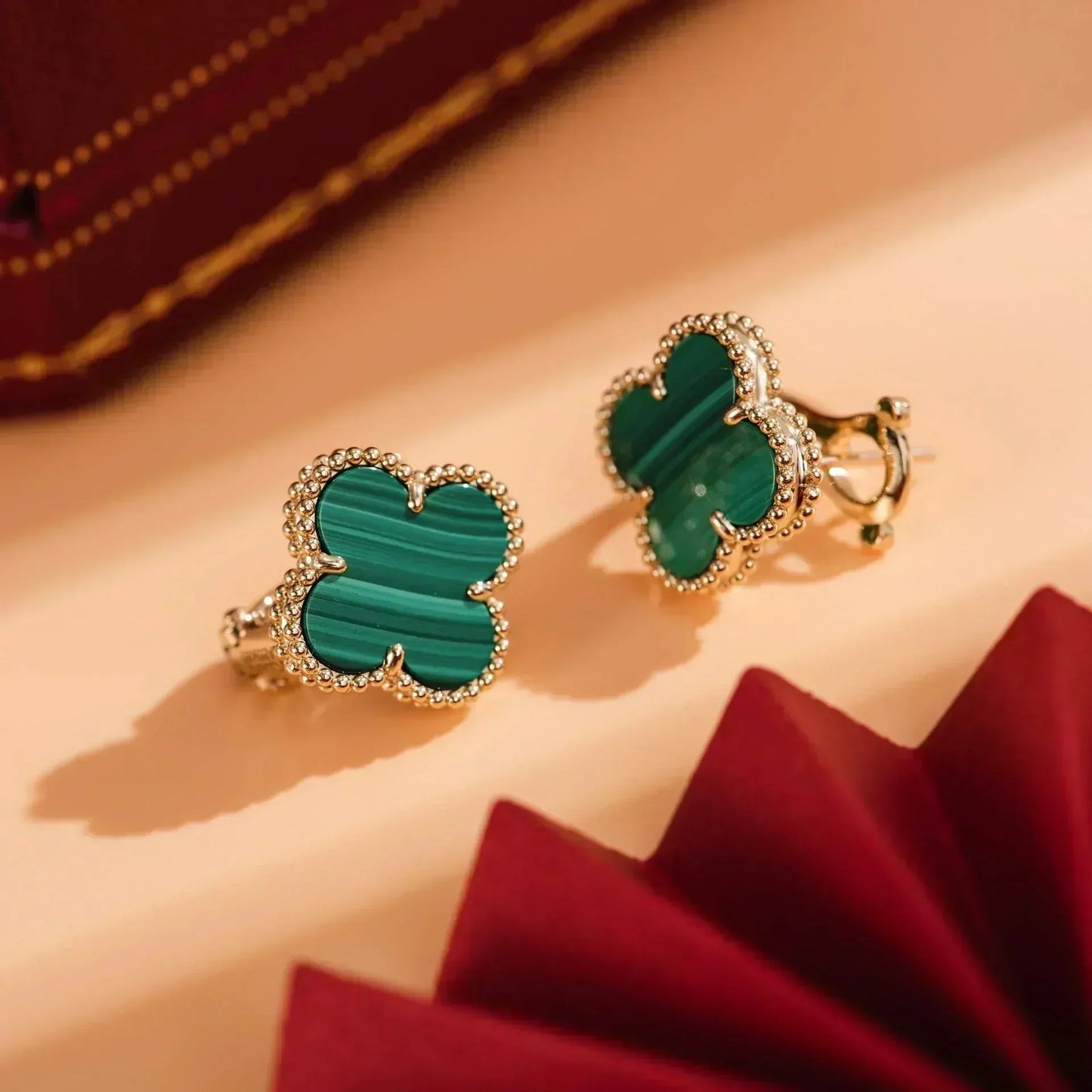 [Royal Top]CLOVER MEDIUM 1 MOTIFS MALACHITE  EARRINGS