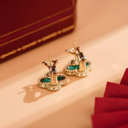 [Royal Top]CLOVER MEDIUM 1 MOTIFS MALACHITE  EARRINGS