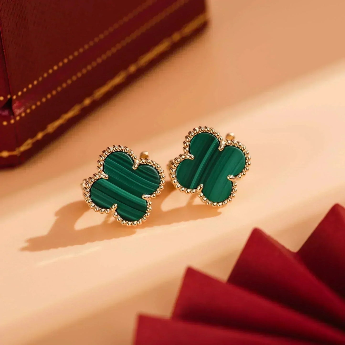 [Royal Top]CLOVER MEDIUM 1 MOTIFS MALACHITE  EARRINGS