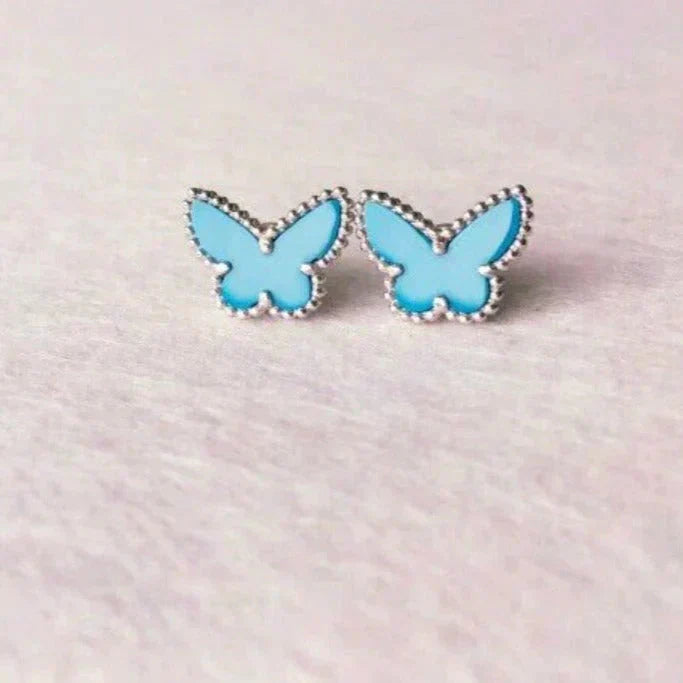 [Royal Top]BUTTERFLY TURQUOISE EARRINGS SILVER