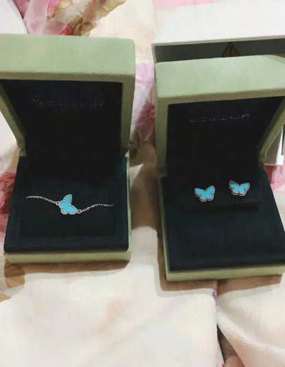 [Royal Top]BUTTERFLY TURQUOISE EARRINGS SILVER