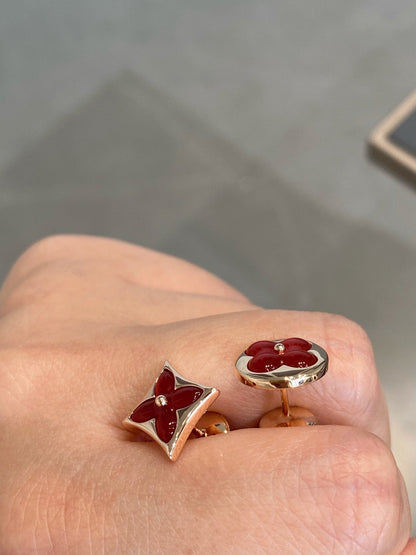 [Royal Top]STAR AND SUN PINK GOLD CARNELIAN STUD EARRINGS
