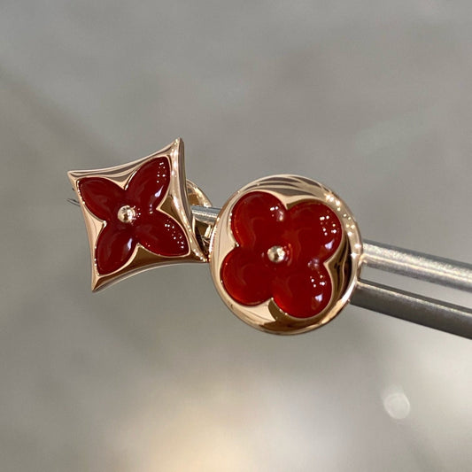 [Royal Top]STAR AND SUN PINK GOLD CARNELIAN STUD EARRINGS