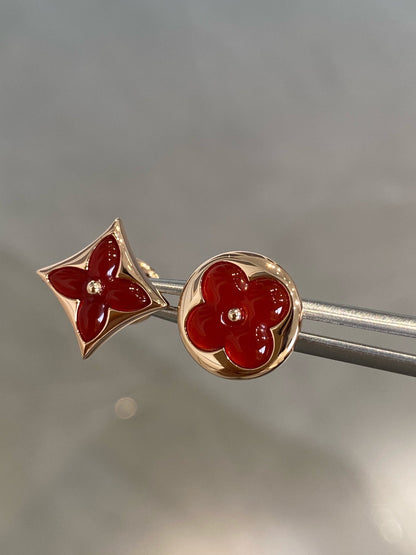 [Royal Top]STAR AND SUN PINK GOLD CARNELIAN STUD EARRINGS