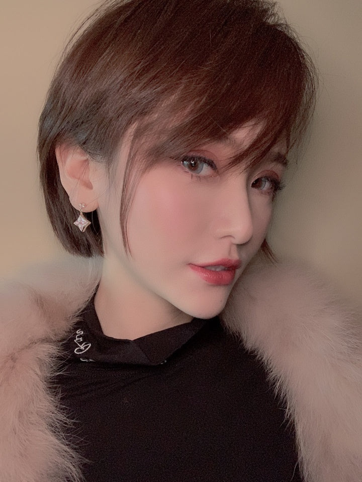 [Royal Top]DOUBLE STAR PINK GOLD MOP DROP EARRINGS