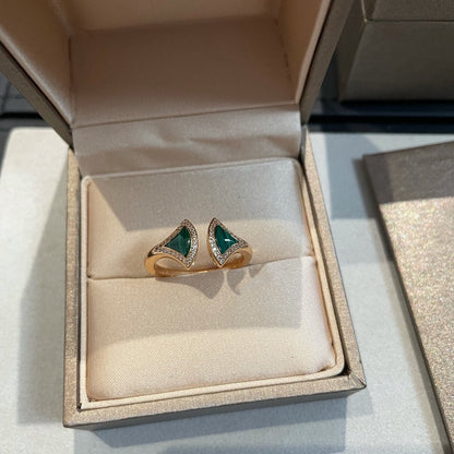 [Royal Top]DREAM MALACHITE DIAMOND OPEN RING