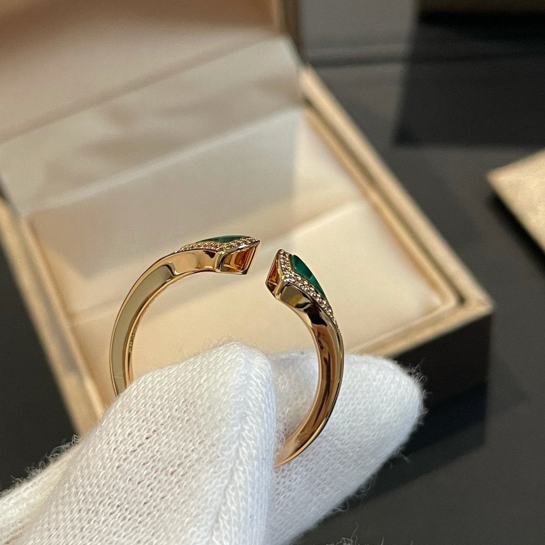 [Royal Top]DREAM MALACHITE DIAMOND OPEN RING