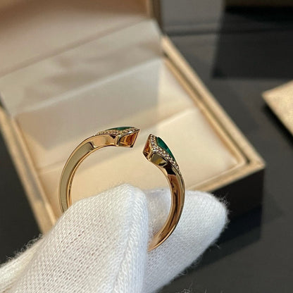 [Royal Top]DREAM MALACHITE DIAMOND OPEN RING